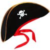 כובע פיראט למבוגרים שחור קטיפה עם סמל פיראטים 