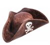 כובע פיראט חום במראה דמוי עור עם סמל פיראטים 