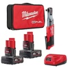 רצ'ט נטען D1/2 12V + שתי סוללות 4AH מבית Milwaukee
