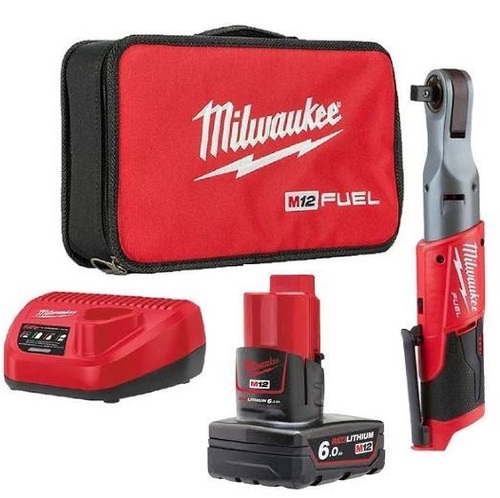רצ'ט נטען D1/2 12V + סוללה 6AH מבית Milwaukee