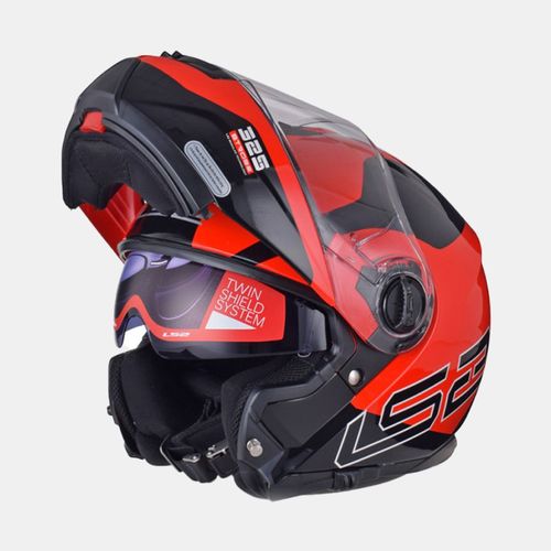 קסדה נפתחת לאופנוע LS2 STROBE FF325 שחור\אדום