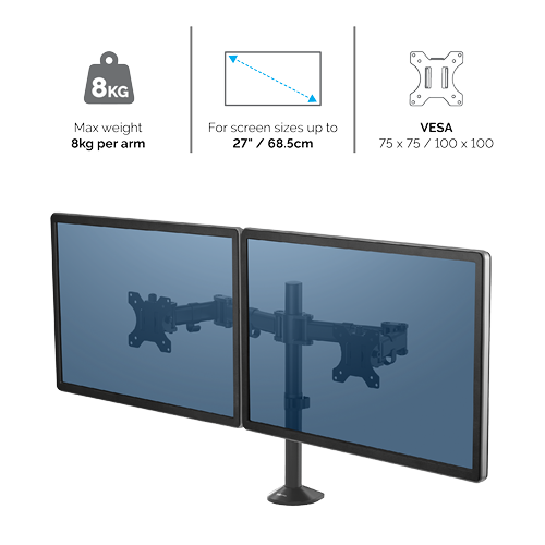 זרוע לשני מסכי מחשב Fellowes Reflex Dual Monitor Arms