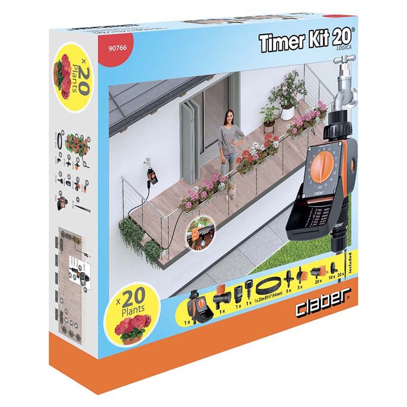 קיט השקיה אוטומטית למרפסת CLABER לעד 20 עציצים קלבר