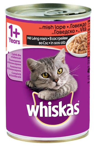 ויסקס שימורים לחתול בטעם בקר 400 גרם, Whiskas
