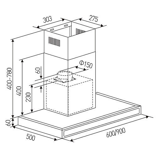 קולט אדים ארובה דגם LyVent LVF518