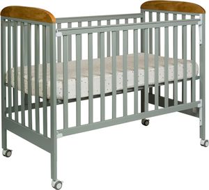 מיטת תינוק מעץ בוק (תקן חדש) עם מגיני אנטיבייט דגם אנה - אפור+טבעי