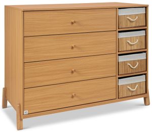 שידת החתלה 120 ס"מ עם מסילות שקטות אוטומטיות דגם מילאנו (סלסלות טבעי)