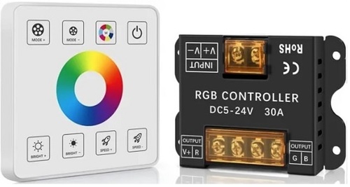 בקר RGB לתאורת לד עם שלט RF מעוצב להתקנה על קיר