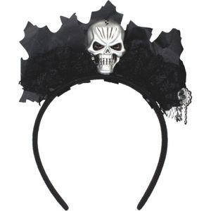 קשת שיער תחרה שחורה עם גולגולת