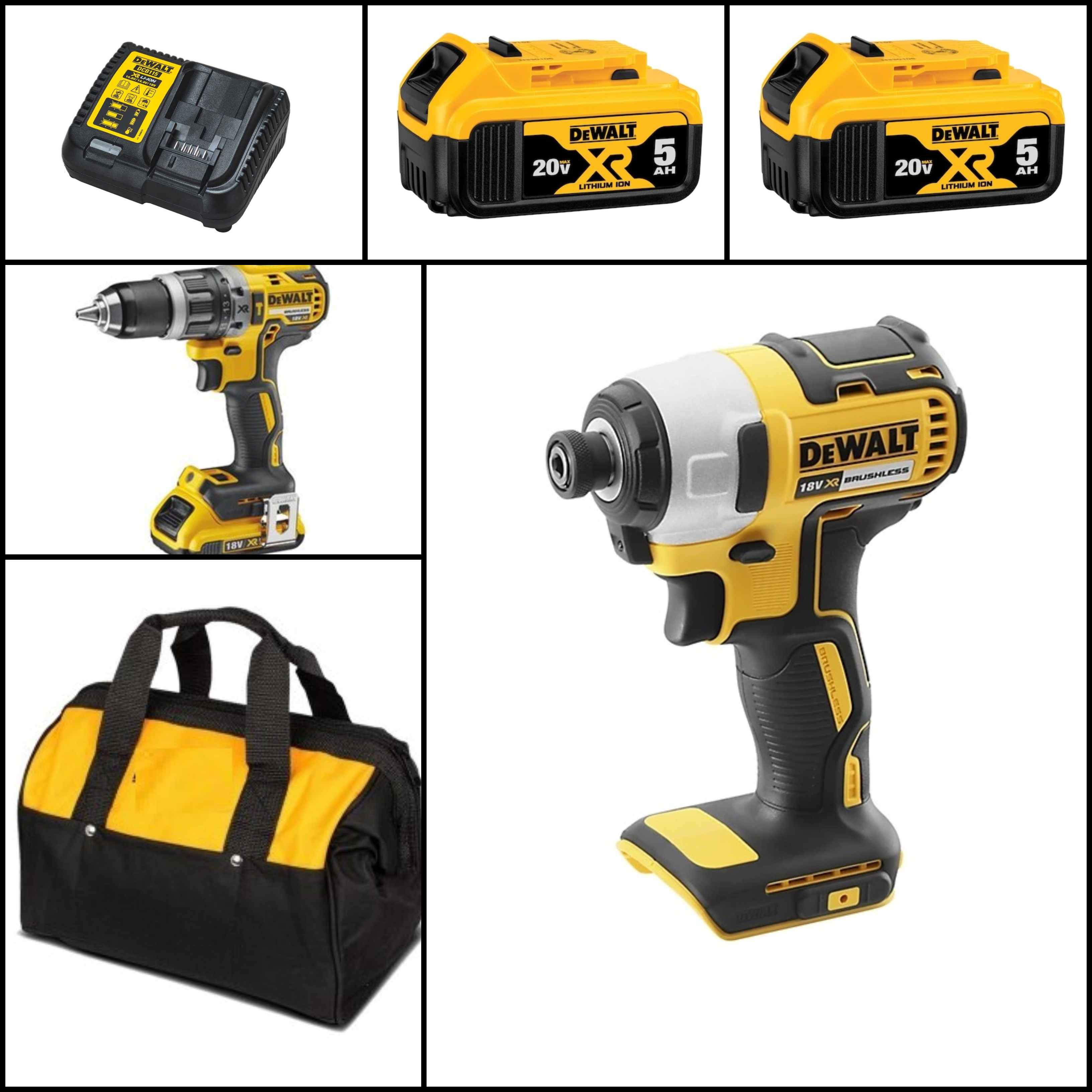 סט 18V אימפקט + מברגה/מקדחה + שתי סוללות 5.0AH + תיק + מטען