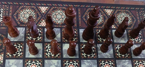 משחק שולחן 3 ב 1 סגנון סורי עתיק עשוי עץ