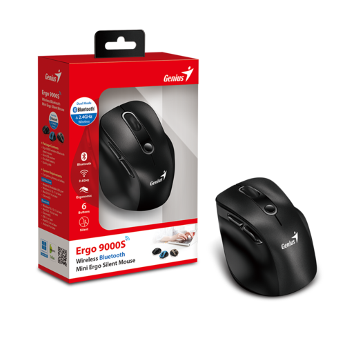 עכבר אלחוטי ארגונומי Genius Ergo 9000S BT+WIFI