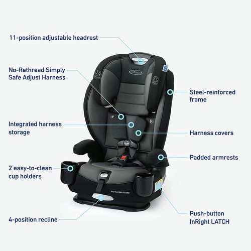 כסא בטיחות ובוסטר 3 ב 1 נאוטילוס סנאגלוק גרו Nautilus SnugLock Grow - צבע שחור/אפור בהיר