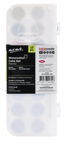 סט 17 צבעי מים בקופסת פלסטיק +מכחול MONT MARTE Cake set 