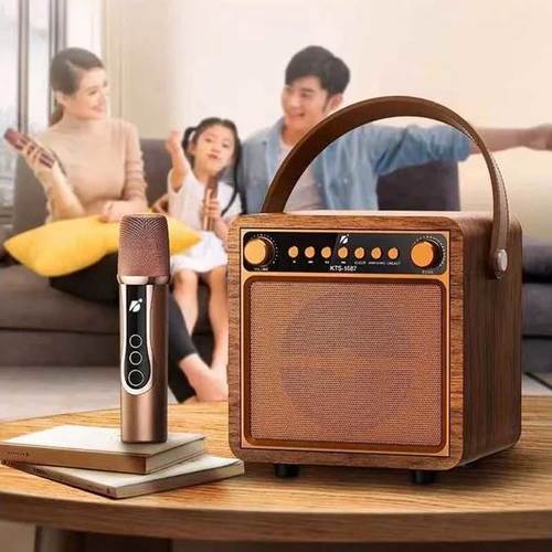 רמקול מיקרופון קריוקי נייד בעיצוב רטרו Retro Karaoke