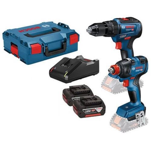 סט מברגות GSB18V-55 + GDX18V-200 כולל 2 סוללות 5AH מבית BOSCH