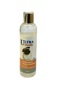 שמפו וטרינרי אנטיבקטריאלי לכלב 250 מ"ל | ultra medic antibacterial medical shampoo for dogs