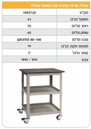 עגלת שרות עם משטח עבודה מבית ROHER