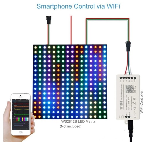 בקר WIFI ללד ברמת הפיקסל מתאים לסרט לד עם כתובות ליצירת אפקטים
