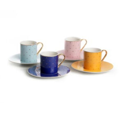 סט 6 כוס אספרסו/תחתית Pier צבעוני 80 מל New Bone China