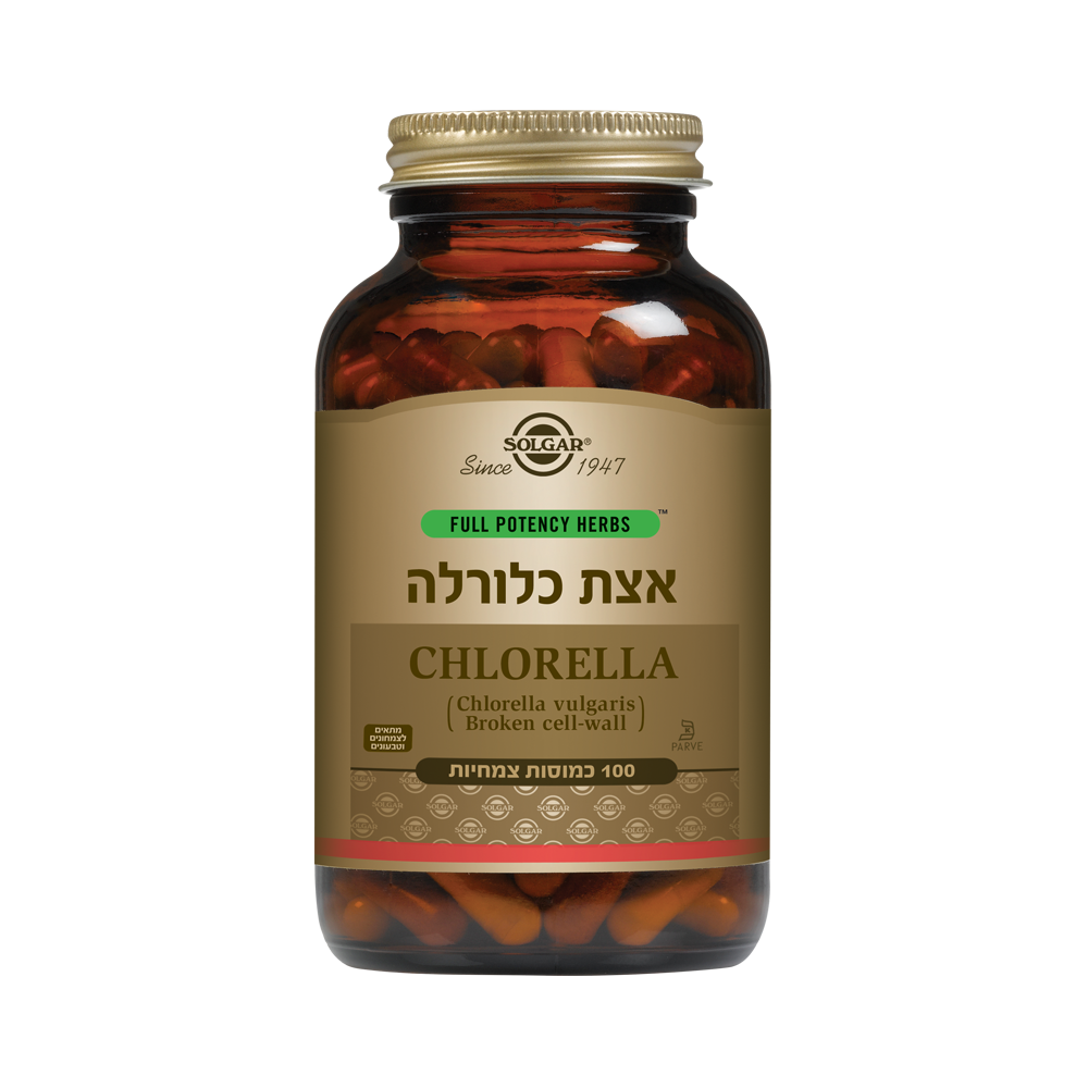אצת כלורלה 100 כמוסות טבעיות סולגאר | Chlorella vulgaris Broken cell-wall