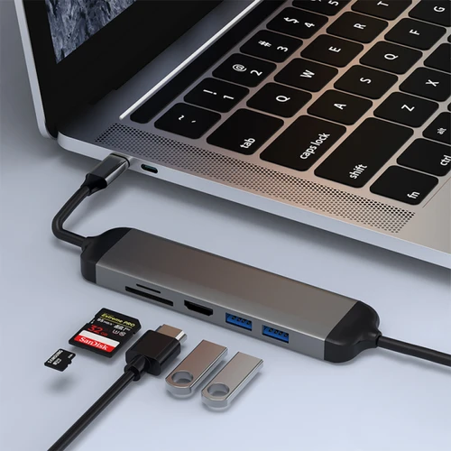 תחנת עגינה 6 ב 1 עם חיבור USB Type C דגם WIWU Alpha 521H