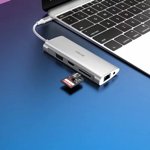 כבל מתאם WIWU Alpha 11in1 USB*4+HDMI+SD+TF+RJ45+VGA+3.5mm+Type C