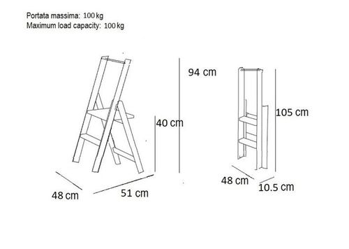  סולם עץ 2 שלבים KIMORA Ladder