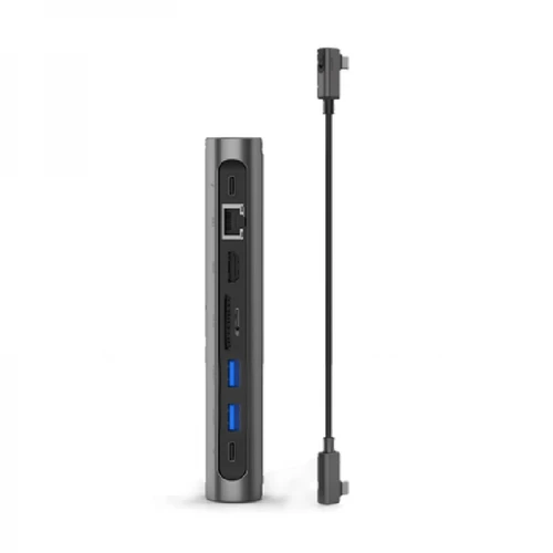 סטנד מתכת למחשב נייד + תחנת עגינה WIWU A821CH 8in1 USB-C*2+USB3.0*2+SD/TF+RJ45+HDMI 4K 30Hz