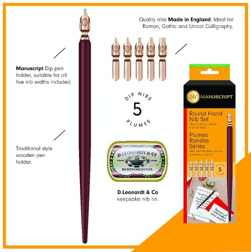סט 5 ציפורני קליגרפיה | Round Hand Nib Set 