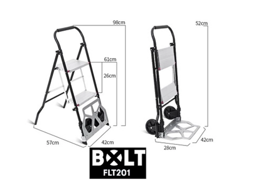דרגלה BOLT FLT201 משולבת עגלה וסולם 2 שלבים. נושאת 80ק