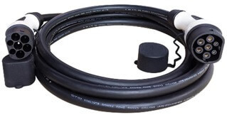 כבל טעינה תלת פאזי 32A באורך 7 מטר Type2-Type2