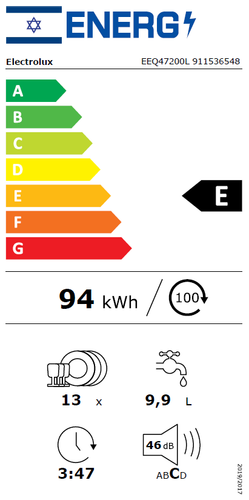 מדיח כלים ‏רחב Electrolux EEQ47200L אלקטרולוקס