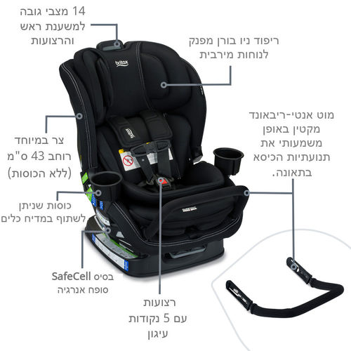 כסא בטיחות  POPLAR S ARB מבית BRITAX צבע אפור כהה (ONYX STONE)