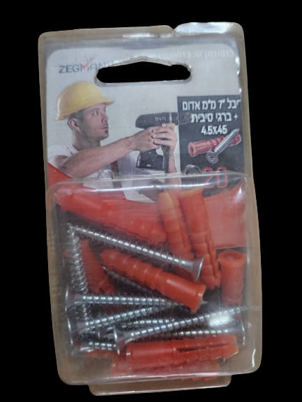 דיבל 7 מ״מ אדום +ברגי סיבית 4.5X45
