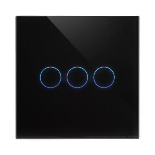  מתג טאץ' חכם לתאורה 3 לחצנים זכוכית שחורה WIFI 60mm 