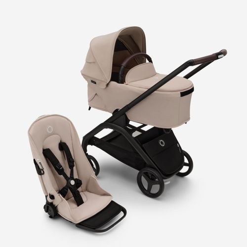 עגלת משולבת Bugaboo Dragonfly בוגבו דרגונפליי שלדה שחורה בד חול מדבר