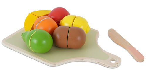 סט פירות וקרש חיתוך מעץ 14 חלקים למשחקי דמיון ויצירתיות