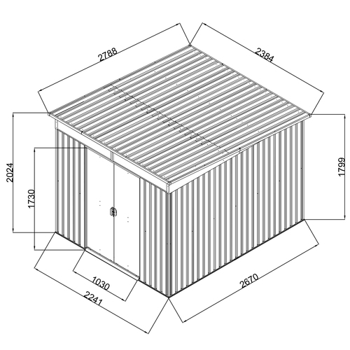 מחסן מתכת דגם PS0908 מידה 2.38X2.79