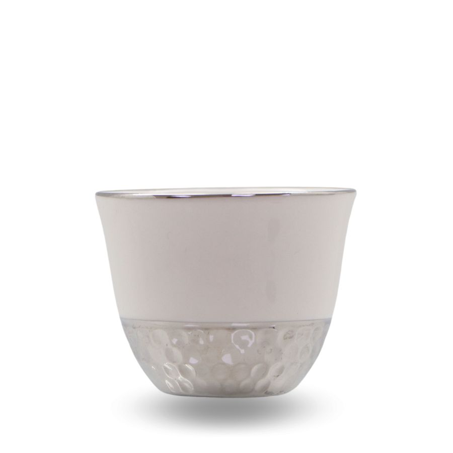 סט 12/ ספלים בדוי לבן תחתית כסף 026834 Y.C