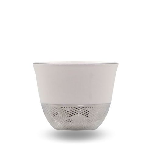 סט 12/ ספלים בדוי לבן תחתית כסף 026858 Y.C