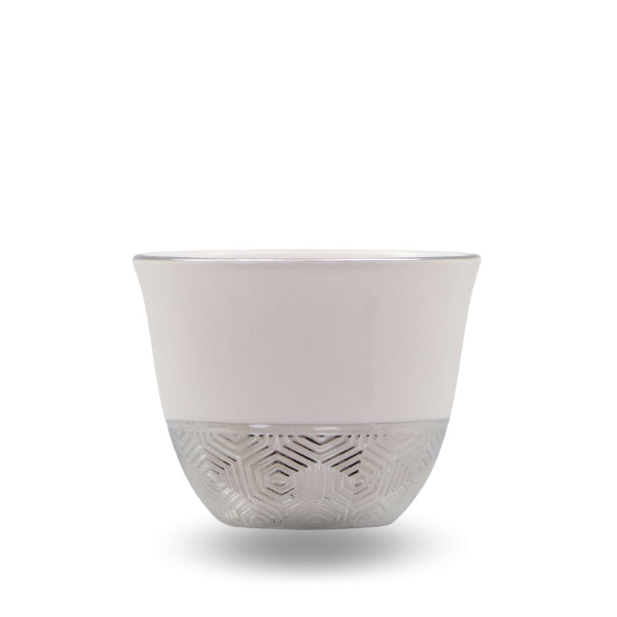 סט 12/ ספלים בדוי לבן תחתית כסף 026858 Y.C