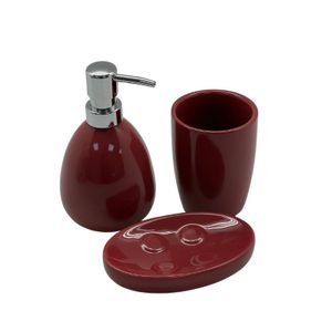 סט אמבטיה 3 חלקים קרמיקה אדום 116880