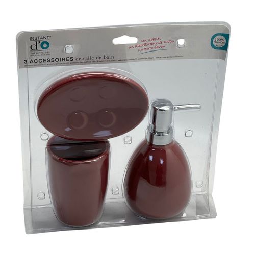 סט אמבטיה 3 חלקים קרמיקה אדום 116880