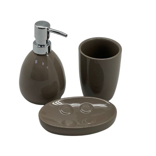 סט אמבטיה 3 חלקים קרמיקה אפור 116878