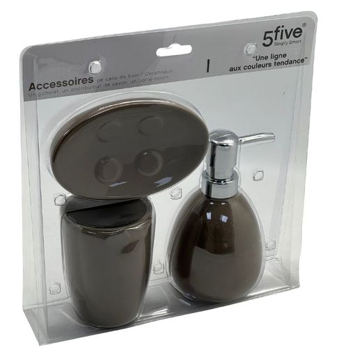 סט אמבטיה 3 חלקים קרמיקה אפור 116878