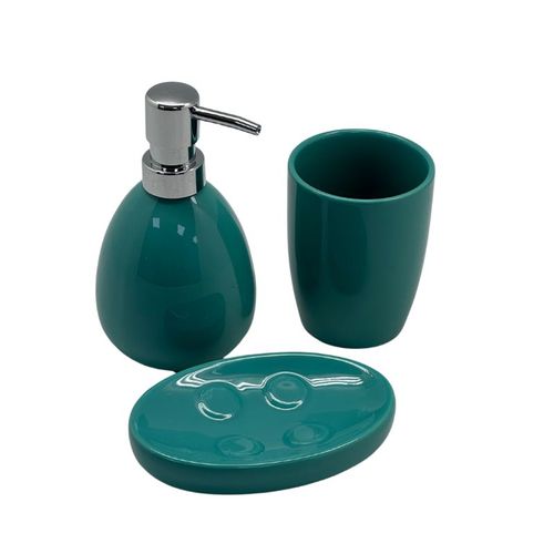 סט אמבטיה 3 חלקים קרמיקה טורקיז 155949