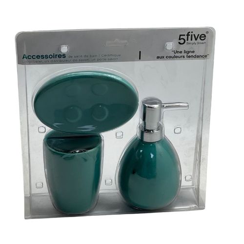 סט אמבטיה 3 חלקים קרמיקה טורקיז 155949