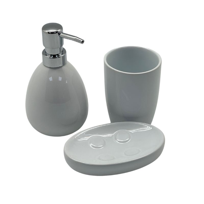 סט אמבטיה 3 חלקים קרמיקה לבן 116877