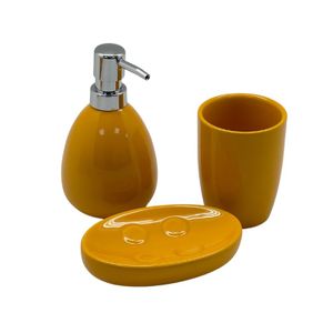 סט אמבטיה 3 חלקים קרמיקה צהוב 155951